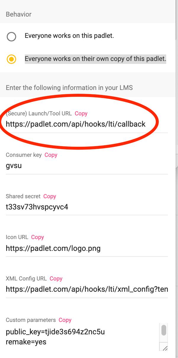 Copy the URL provided in the Secure Launch/URL Tool text